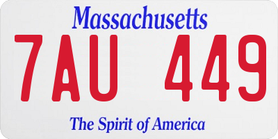 MA license plate 7AU449