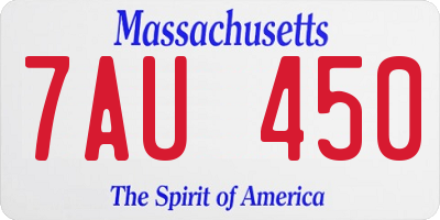 MA license plate 7AU450
