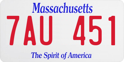 MA license plate 7AU451