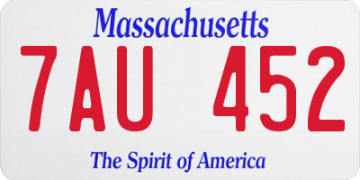 MA license plate 7AU452