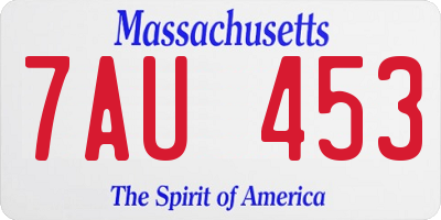 MA license plate 7AU453