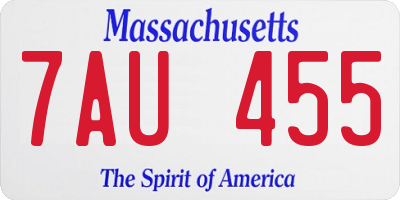 MA license plate 7AU455