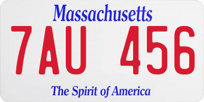 MA license plate 7AU456