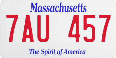 MA license plate 7AU457