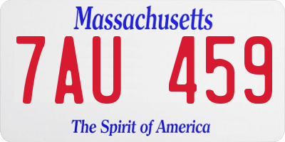MA license plate 7AU459