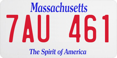 MA license plate 7AU461