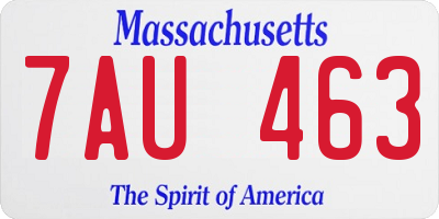 MA license plate 7AU463