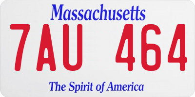 MA license plate 7AU464