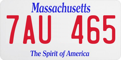 MA license plate 7AU465