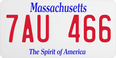 MA license plate 7AU466
