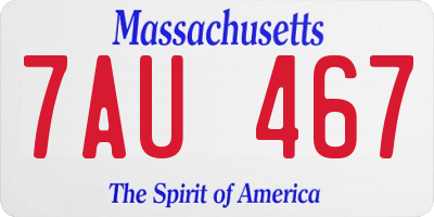 MA license plate 7AU467