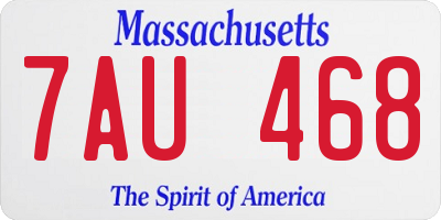 MA license plate 7AU468
