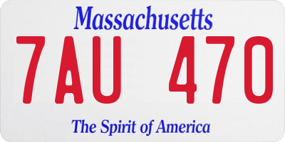 MA license plate 7AU470