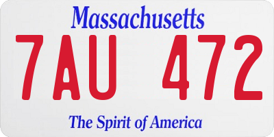 MA license plate 7AU472