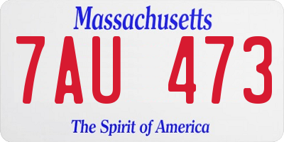 MA license plate 7AU473