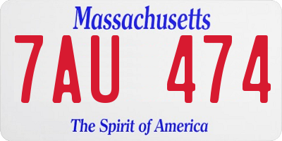 MA license plate 7AU474