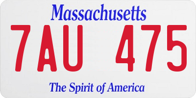 MA license plate 7AU475