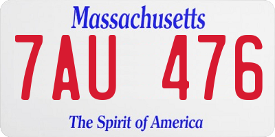 MA license plate 7AU476