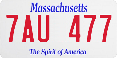 MA license plate 7AU477