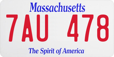 MA license plate 7AU478