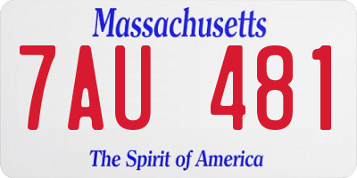 MA license plate 7AU481