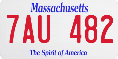MA license plate 7AU482