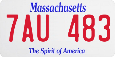 MA license plate 7AU483