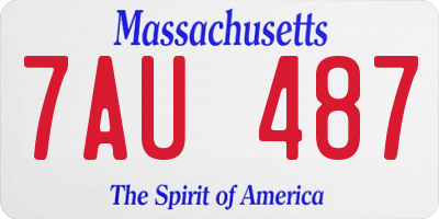 MA license plate 7AU487