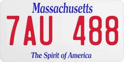 MA license plate 7AU488