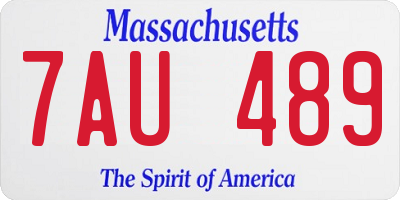 MA license plate 7AU489