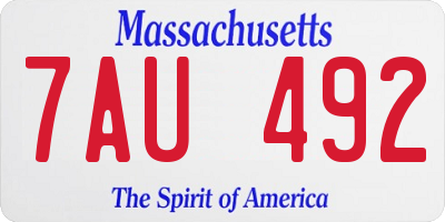 MA license plate 7AU492