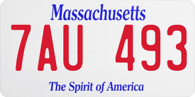 MA license plate 7AU493