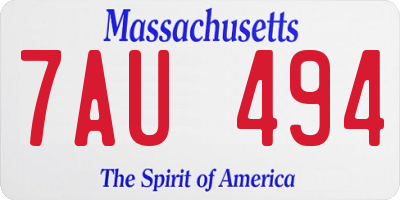 MA license plate 7AU494
