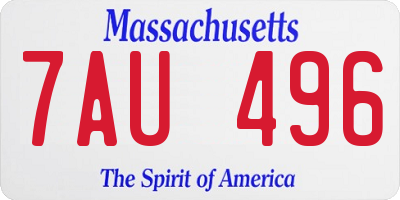 MA license plate 7AU496
