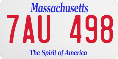 MA license plate 7AU498
