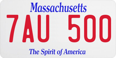 MA license plate 7AU500