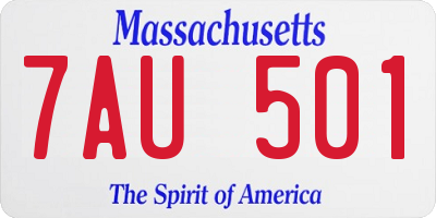 MA license plate 7AU501