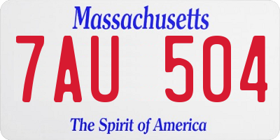 MA license plate 7AU504