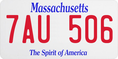 MA license plate 7AU506