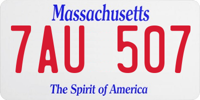 MA license plate 7AU507