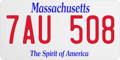 MA license plate 7AU508