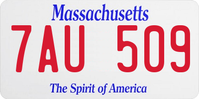 MA license plate 7AU509