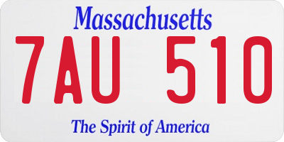 MA license plate 7AU510