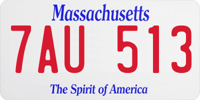 MA license plate 7AU513