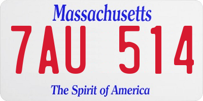 MA license plate 7AU514