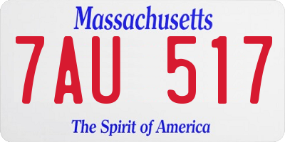 MA license plate 7AU517