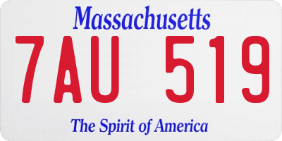 MA license plate 7AU519