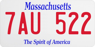MA license plate 7AU522
