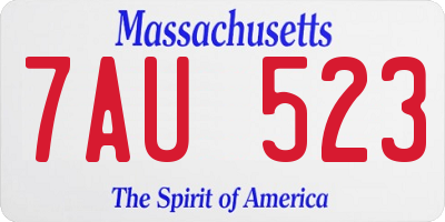 MA license plate 7AU523