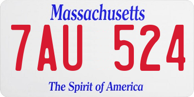 MA license plate 7AU524